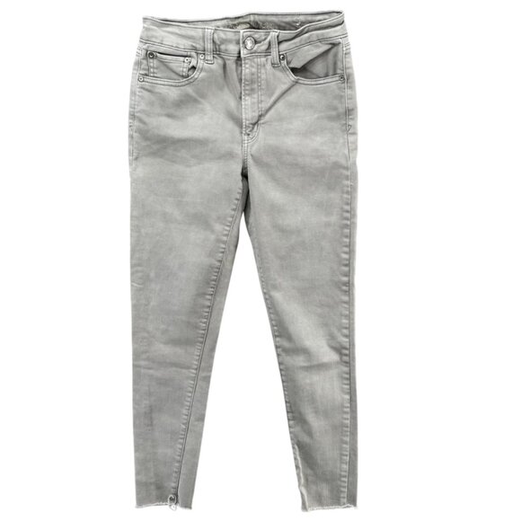 American Eagle Hi Rise Jeggings Jeans Womens Light Grey Super Stretch Sz 6 26x27 - Picture 1 of 12